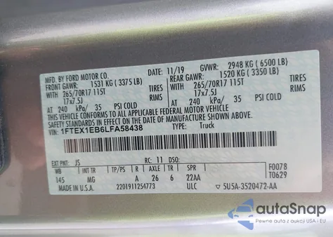 2020 Ford F-150 Xlt from USA, damaged, VIN 1FTEX1EB6LFA58438